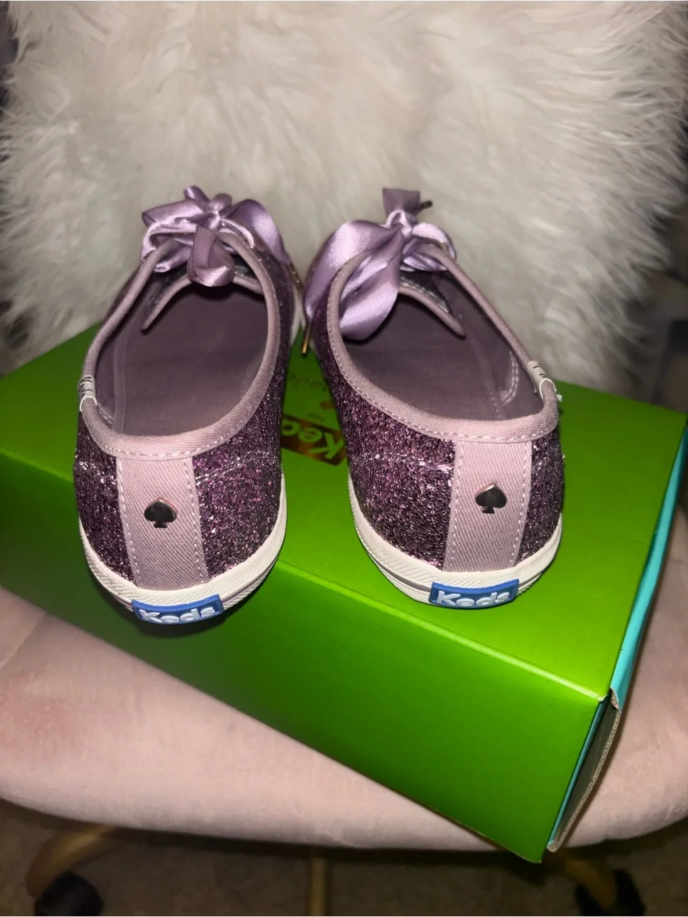 kate spade Lilac Glitter Ribbon-Lace Sneakers